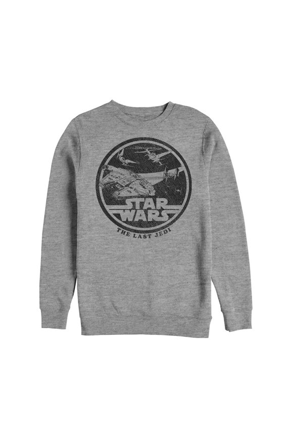 Men's Star Wars The Last Jedi Millennium Falcon Battle Sweatshirt Athletic Heather Small