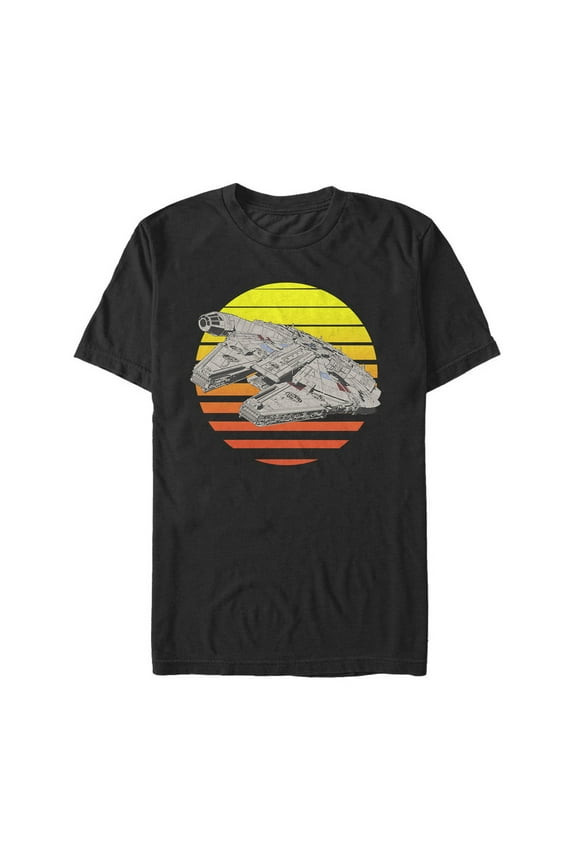 Men's Star Wars The Last Jedi Millennium Falcon Sunset Graphic Tee Black X Large