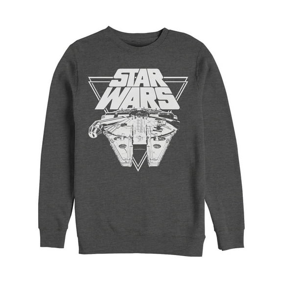Men's Star Wars The Last Jedi Millennium Falcon Triangle Sweatshirt Charcoal Heather Small