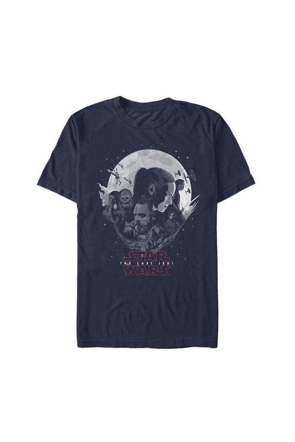 Men's Star Wars The Last Jedi Planet Logo Graphic Tee Navy Blue Medium