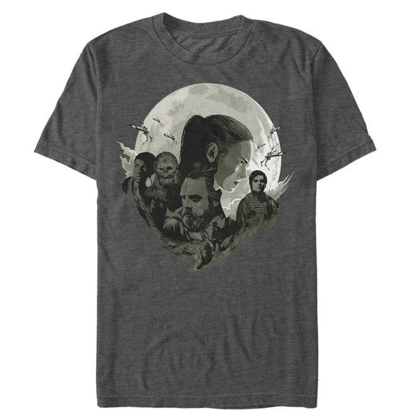Men's Star Wars The Last Jedi Planet Profile  Graphic Tee Charcoal Heather 3X Large