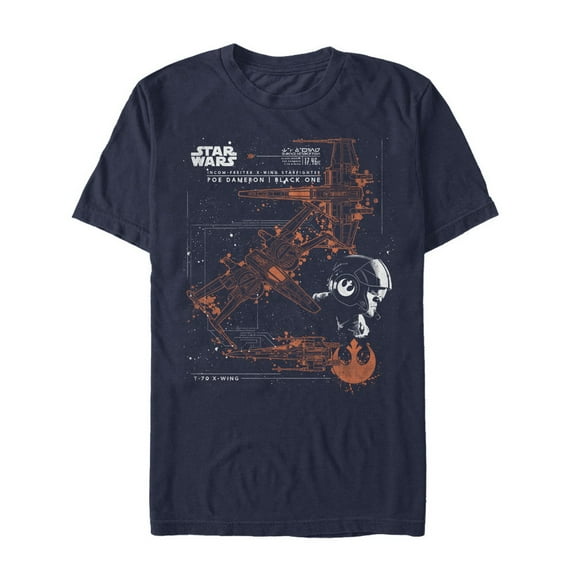Men's Star Wars The Last Jedi Poe Dameron X-Wing  Graphic Tee Navy Blue X Large