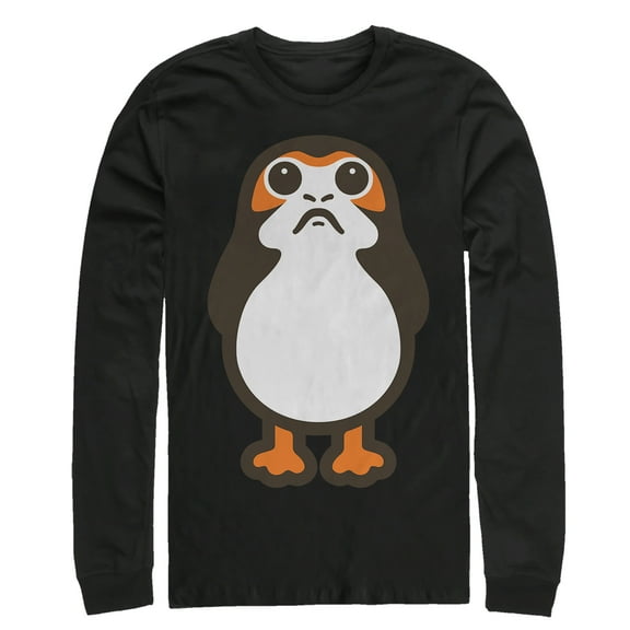 Men's Star Wars The Last Jedi Porg Cartoon  Long Sleeve Shirt Black Large