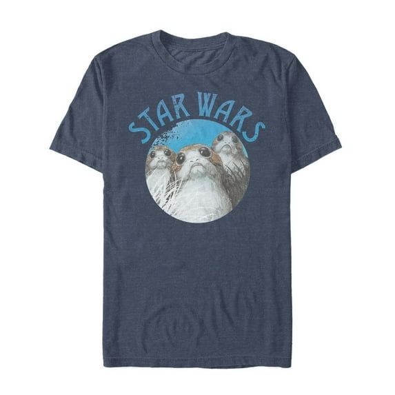 Men's Star Wars The Last Jedi Porg Circle Graphic Tee Navy Blue Heather Small