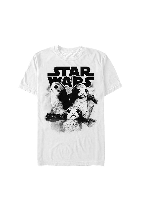 Men's Star Wars The Last Jedi Porg Friends Graphic Tee White Medium