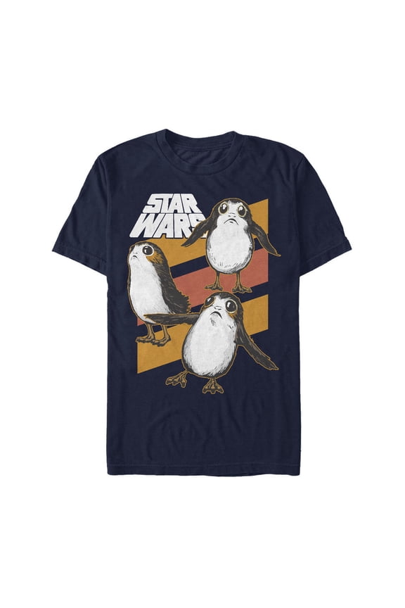 Men's Star Wars The Last Jedi Porg Stripes Graphic Tee Navy Blue Medium