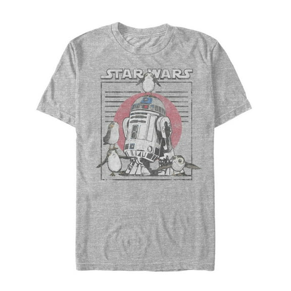 Men's Star Wars The Last Jedi R2-D2 Porg Party Graphic Tee Athletic Heather Small