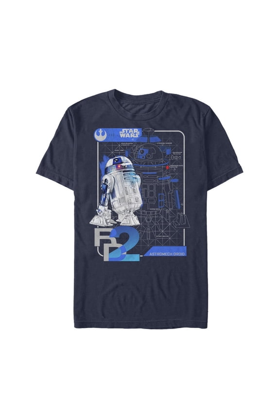 Men's Star Wars The Last Jedi R2-D2 Schematics Graphic Tee Navy Blue 2X Large