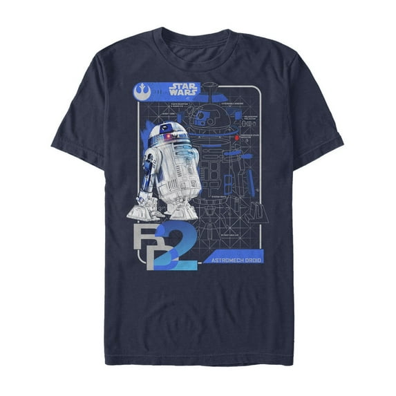 Men's Star Wars The Last Jedi R2-D2 Schematics Graphic Tee Navy Blue Large
