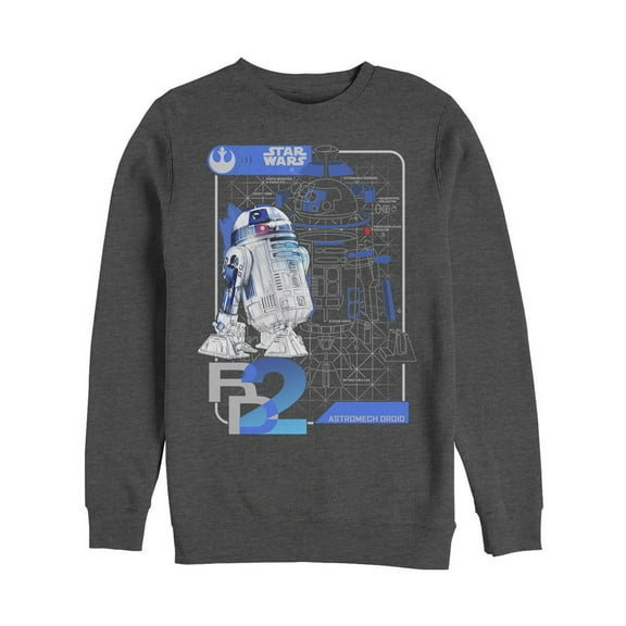 Men's Star Wars The Last Jedi R2-D2 Schematics Sweatshirt Charcoal Heather 2X Large