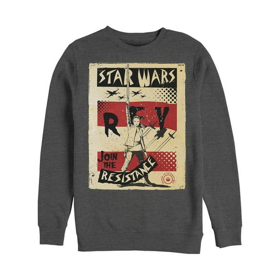 Men's Star Wars The Last Jedi Rey Join Poster Sweatshirt Charcoal Heather Medium