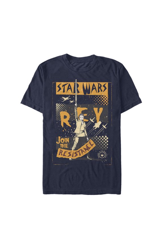 Men's Star Wars The Last Jedi Rey Join Resistance  Graphic Tee Navy Blue Large