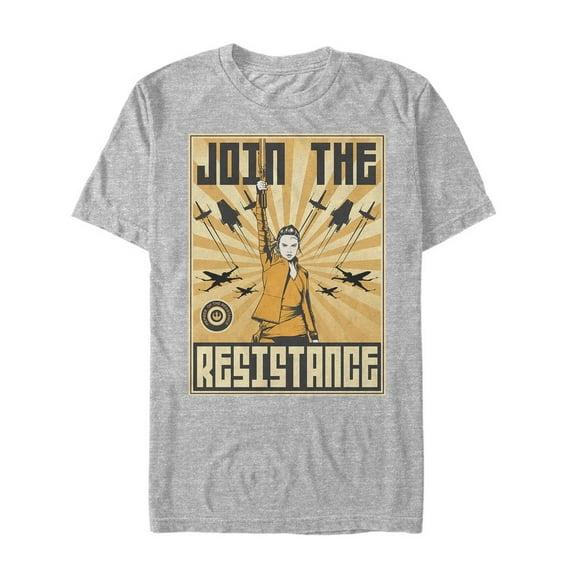 Men's Star Wars The Last Jedi Rey Propaganda Frame Graphic Tee Athletic Heather 2X Large