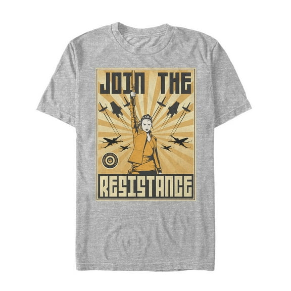 Men's Star Wars The Last Jedi Rey Propaganda Frame Graphic Tee Athletic Heather Large