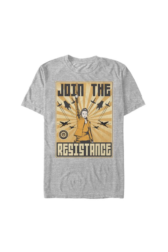 Men's Star Wars The Last Jedi Rey Propaganda Frame  Graphic Tee Athletic Heather Medium