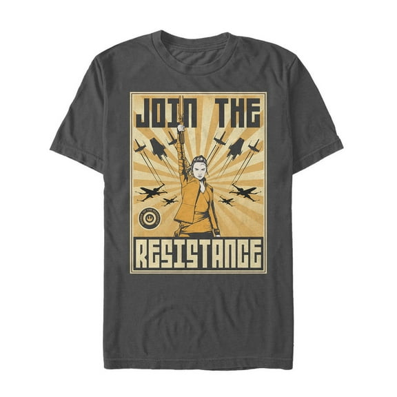 Men's Star Wars The Last Jedi Rey Propaganda Frame Graphic Tee Charcoal 2X Large