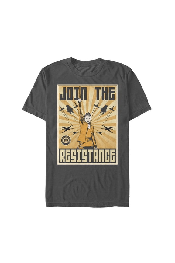 Men's Star Wars The Last Jedi Rey Propaganda Frame Graphic Tee Charcoal Small