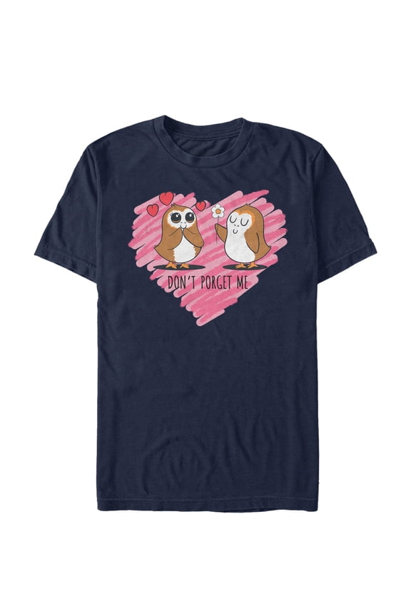 Men's Star Wars The Last Jedi Valentine Don't Porget Me Cartoon Graphic Tee Navy Blue Large