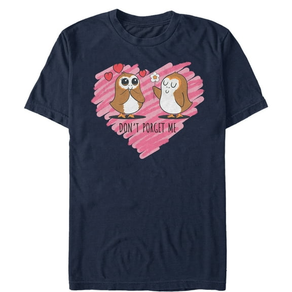 Men's Star Wars The Last Jedi Valentine Don't Porget Me Cartoon  Graphic Tee Navy Blue X Large