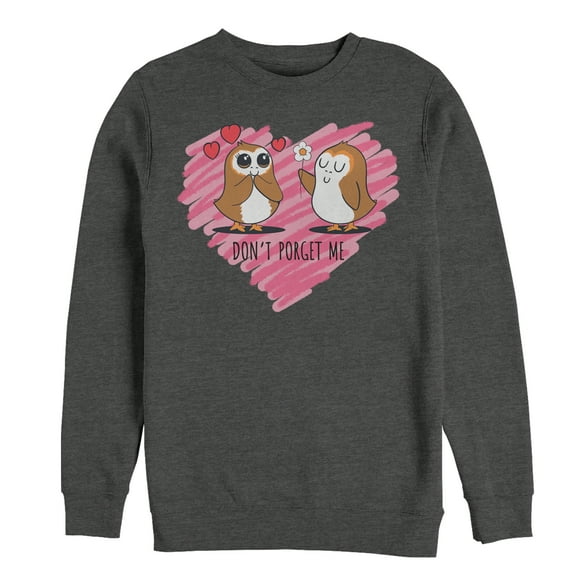 Men's Star Wars The Last Jedi Valentine Don't Porget Me Cartoon Sweatshirt Charcoal Heather 2X Large