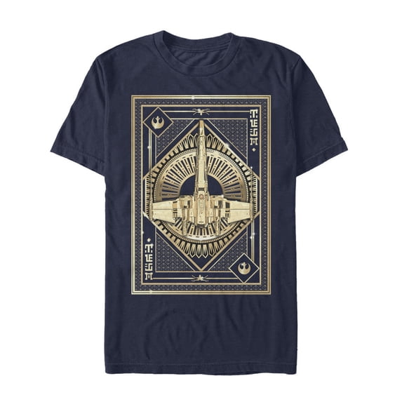 Men's Star Wars The Last Jedi X-Wing Card Graphic Tee Navy Blue Large