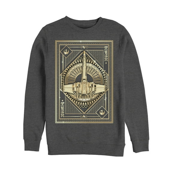 Men's Star Wars The Last Jedi X-Wing Card Sweatshirt Charcoal Heather Medium