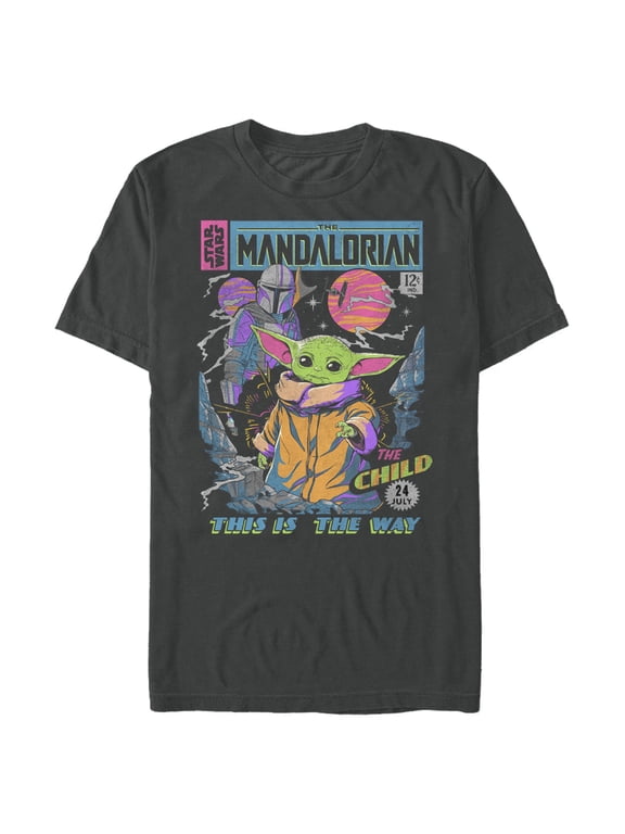 Men's Star Wars: The Mandalorian 12 Cents Retro Comic Graphic Tee Charcoal Large