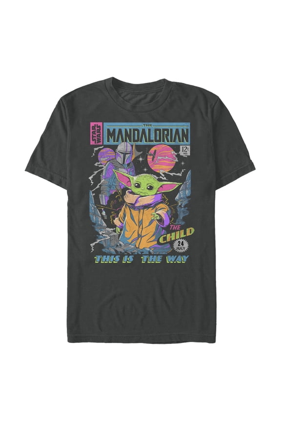Men's Star Wars: The Mandalorian 12 Cents Retro Comic Graphic Tee Charcoal X Large