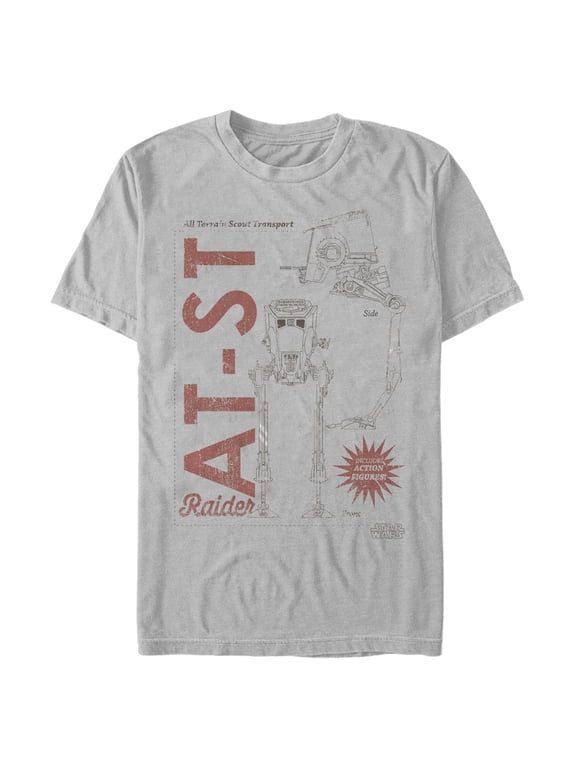 Men's Star Wars: The Mandalorian AT-ST Action Figure Graphic Tee Silver Medium