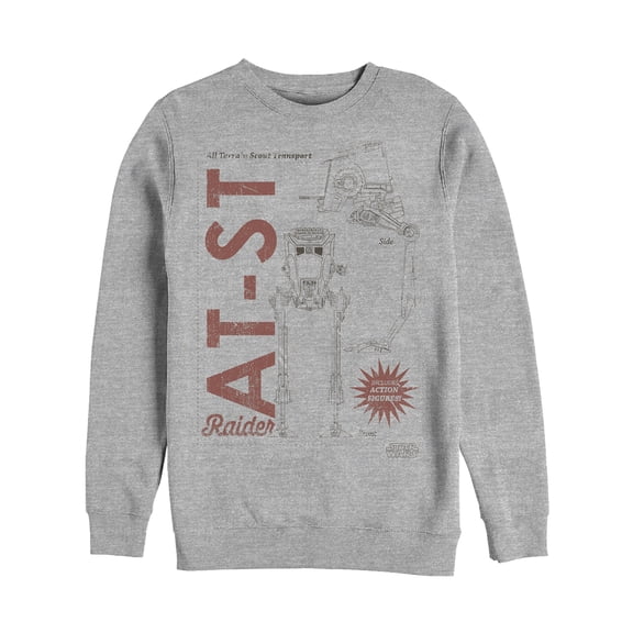 Men's Star Wars: The Mandalorian AT-ST Action Figure Sweatshirt Athletic Heather Medium