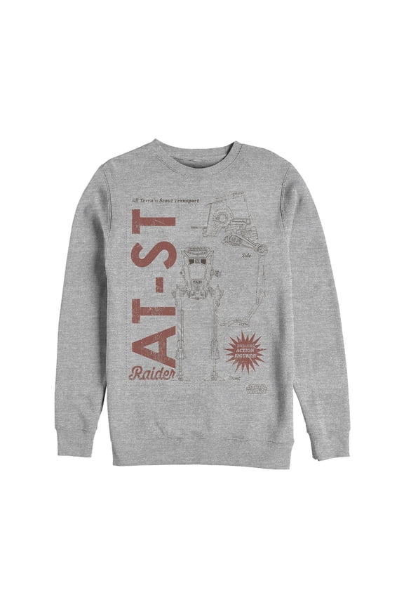 Men's Star Wars: The Mandalorian AT-ST Action Figure Sweatshirt Athletic Heather X Large