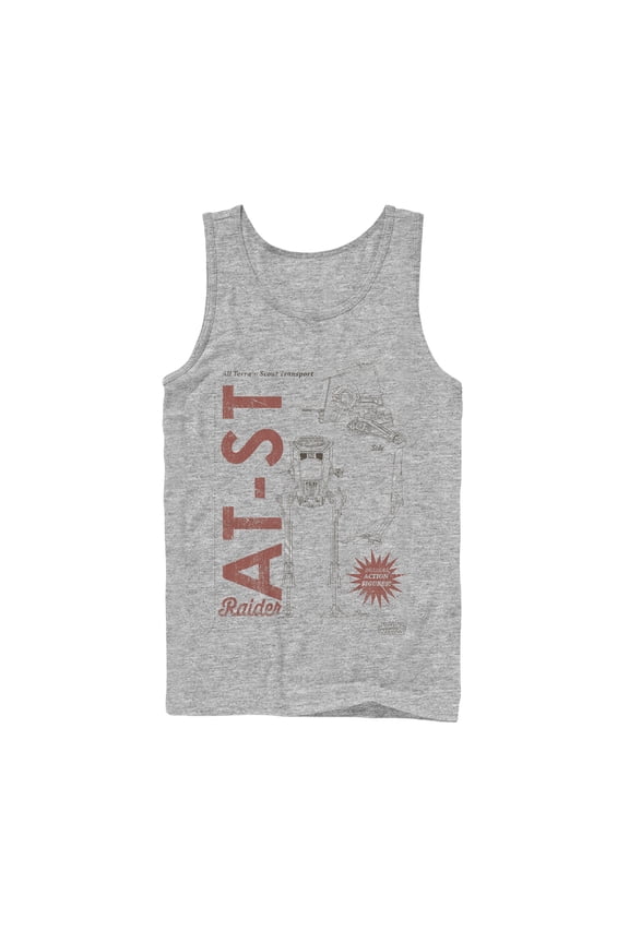 Men's Star Wars: The Mandalorian AT-ST Action Figure  Tank Top Athletic Heather Small
