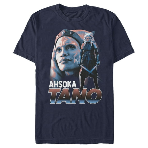 Men's Star Wars: The Mandalorian Ahsoka Tano Portrait Graphic Tee Navy Blue X Large