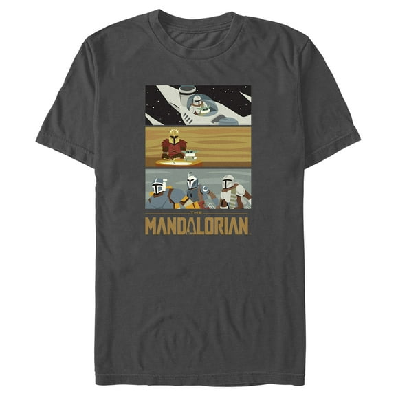 Men's Star Wars: The Mandalorian Animated Scenes  Graphic Tee Charcoal Small