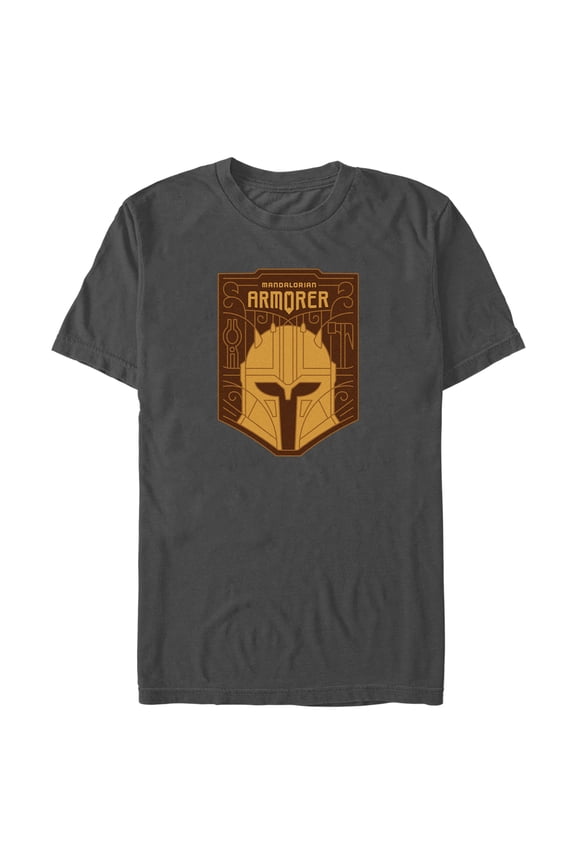 Men's Star Wars: The Mandalorian Armorer Crest Graphic Tee Charcoal Large