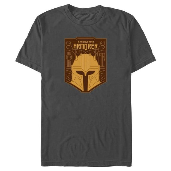 Men's Star Wars: The Mandalorian Armorer Crest Graphic Tee Charcoal Large