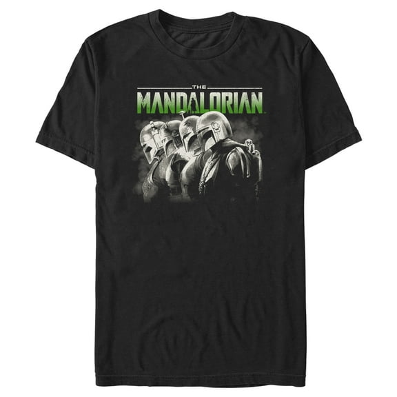 Men's Star Wars: The Mandalorian Black and White Helmets Line Up  Graphic Tee Black 3X Large