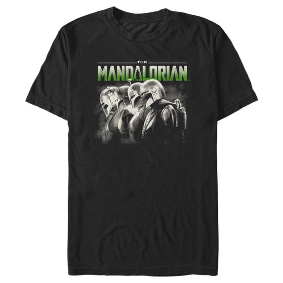 Men's Star Wars: The Mandalorian Black and White Helmets Line Up Graphic Tee Black 3X Large