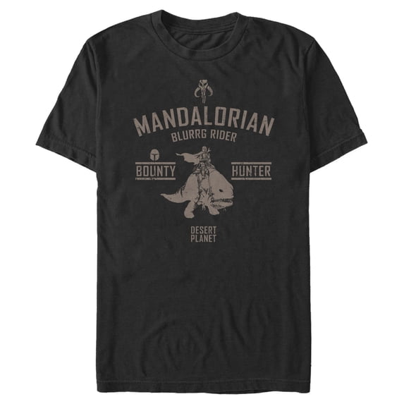 Men's Star Wars: The Mandalorian Blurrg Rider Graphic Tee Black Small