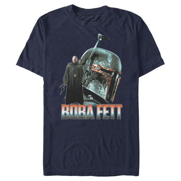 Men's Star Wars: The Mandalorian Boba Fett Portrait  Graphic Tee Navy Blue Small