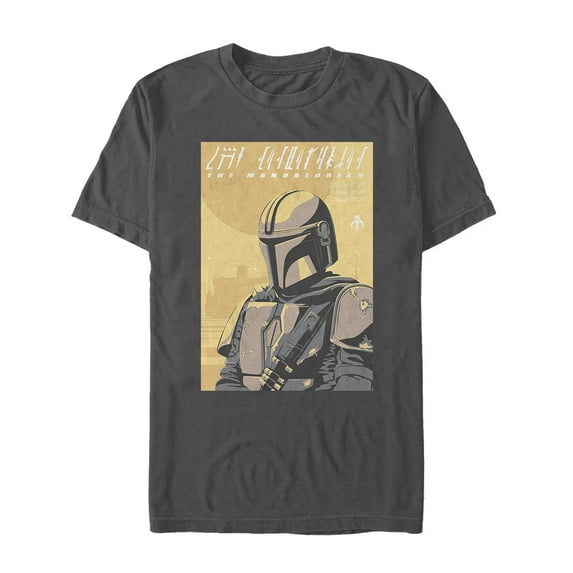 Men's Star Wars: The Mandalorian Bounty Hunter Portrait Graphic Tee Charcoal Large