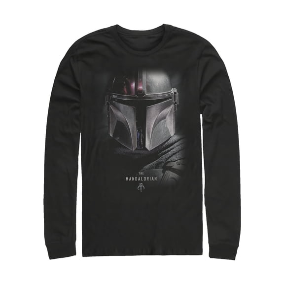 Men's Star Wars: The Mandalorian Bounty Hunter Shadow Long Sleeve Shirt Black Small