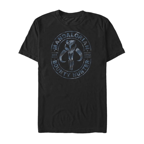 Men's Star Wars: The Mandalorian Bounty Hunter Stamp Graphic Tee Black 3X Large