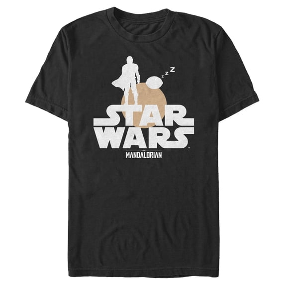 Men's Star Wars: The Mandalorian Bounty Hunter and The Child Silhouette Graphic Tee Black Large