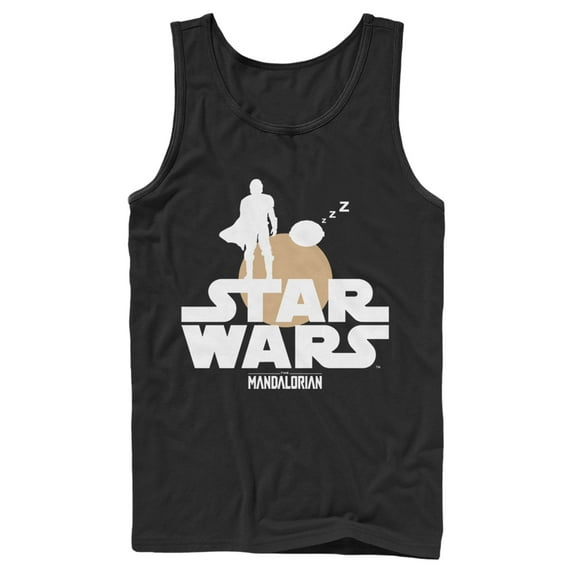 Men's Star Wars: The Mandalorian Bounty Hunter and The Child Silhouette Tank Top Black Large