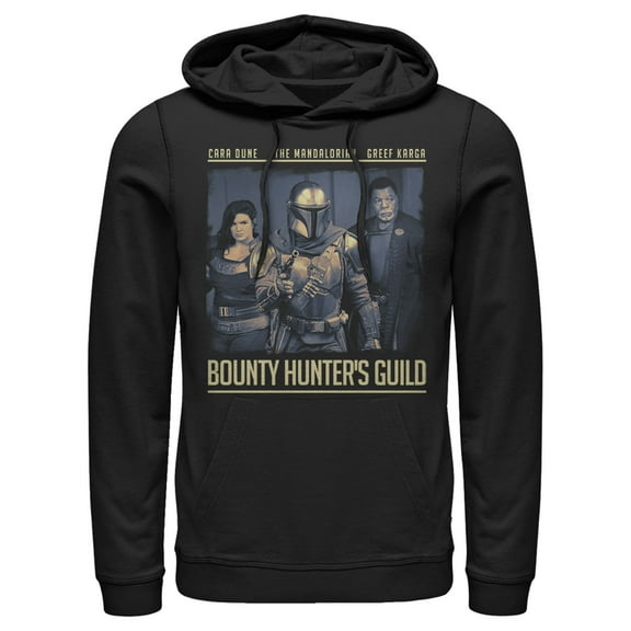 Men's Star Wars: The Mandalorian Bounty Hunter's Guild  Pull Over Hoodie Black 3X Large