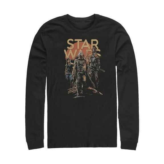 Men's Star Wars: The Mandalorian Character Entourage Long Sleeve Shirt Black Small