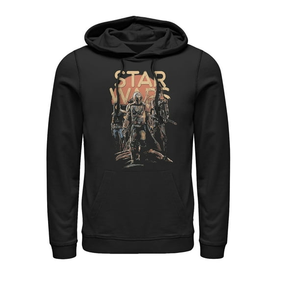 Men's Star Wars: The Mandalorian Character Entourage Pull Over Hoodie Black Small