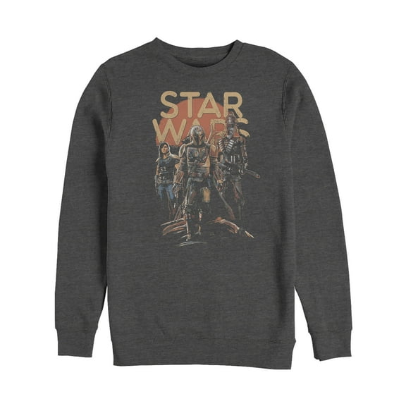 Men's Star Wars: The Mandalorian Character Entourage  Sweatshirt Charcoal Heather Small