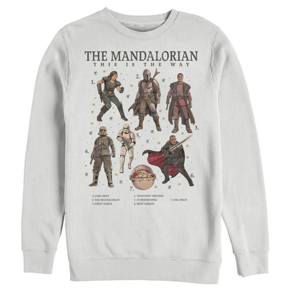 Men's Star Wars: The Mandalorian Character Guidebook Sweatshirt White 3X Large
